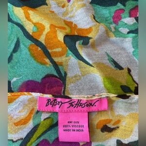 Betsey Johnson Floral Scarf 75” Long Viscose Lightweight Boho